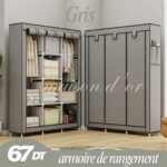 Armoire portative pour vêtements suspendus Gris