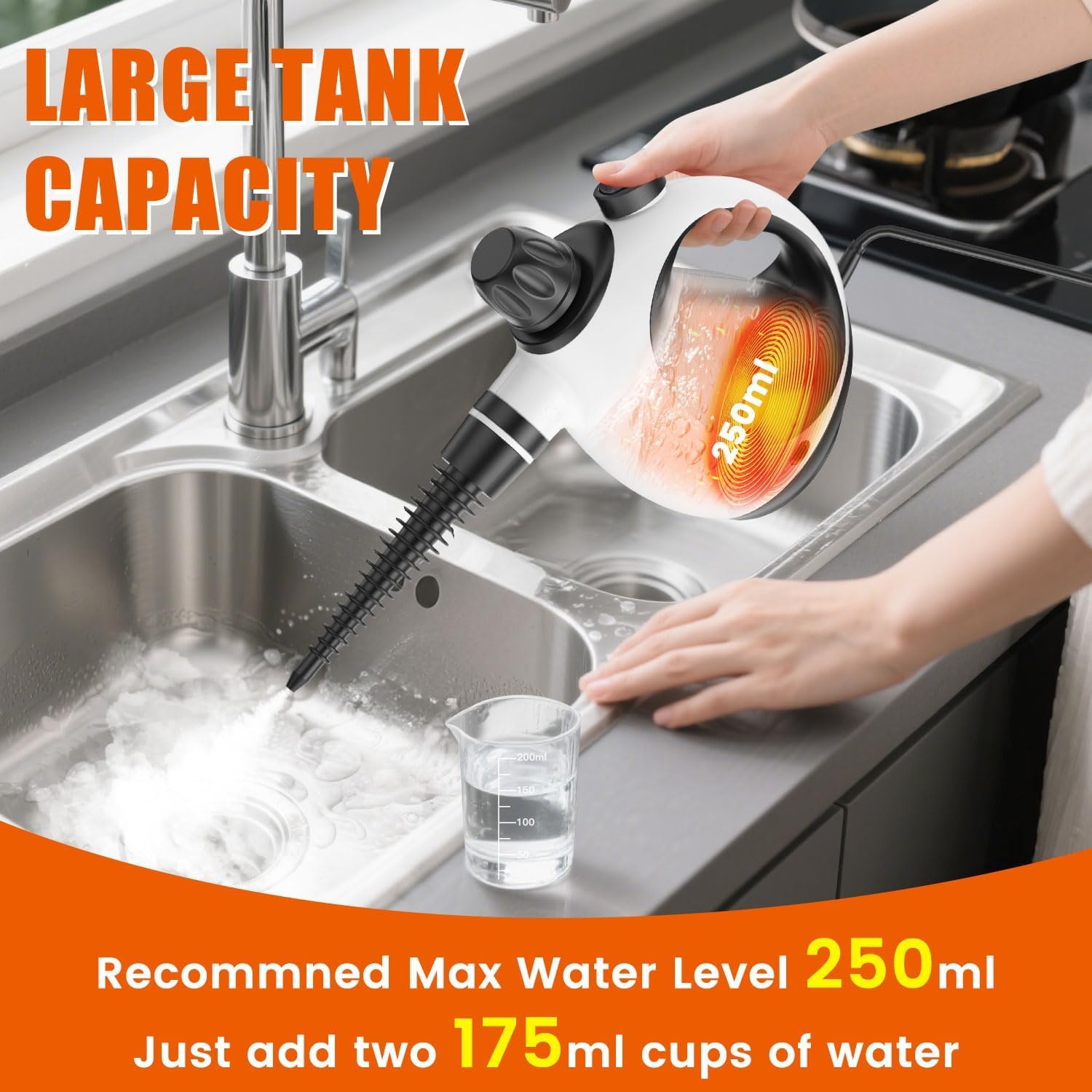 Nettoyeur vapeur portatif multifonction – Pression puissante pour maison et voiture (1 set + 4 chiffons) – Image 3