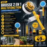 bross 2 en 1 de Nettoyage de Voiture avec vadrouille rotative 360 °